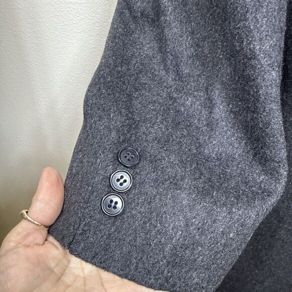(T7) Bullock Jones Men's Vintage 100% Cashmere Grey Coat, Size 46 R, Long - Picture 13 of 15